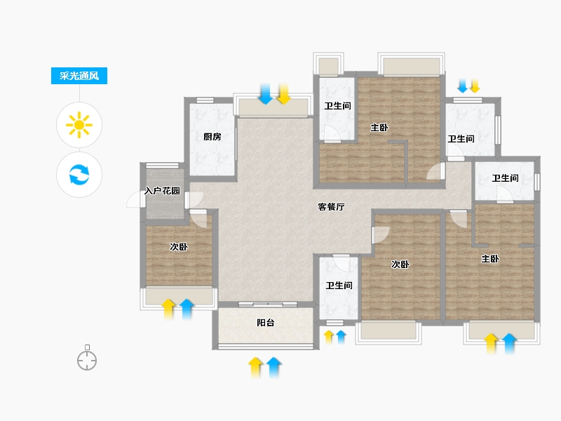 广东省-广州市-桐悦花园-150.00-户型库-采光通风