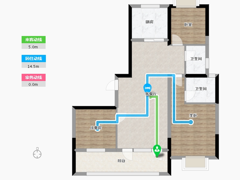 山东省-烟台市-金象泰·翰林苑-86.70-户型库-动静线