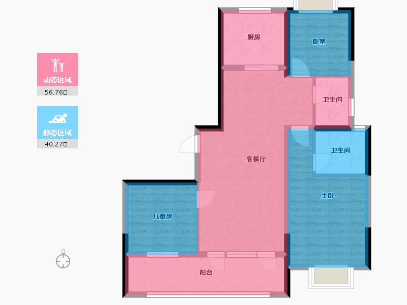 山东省-烟台市-金象泰·翰林苑-86.70-户型库-动静分区