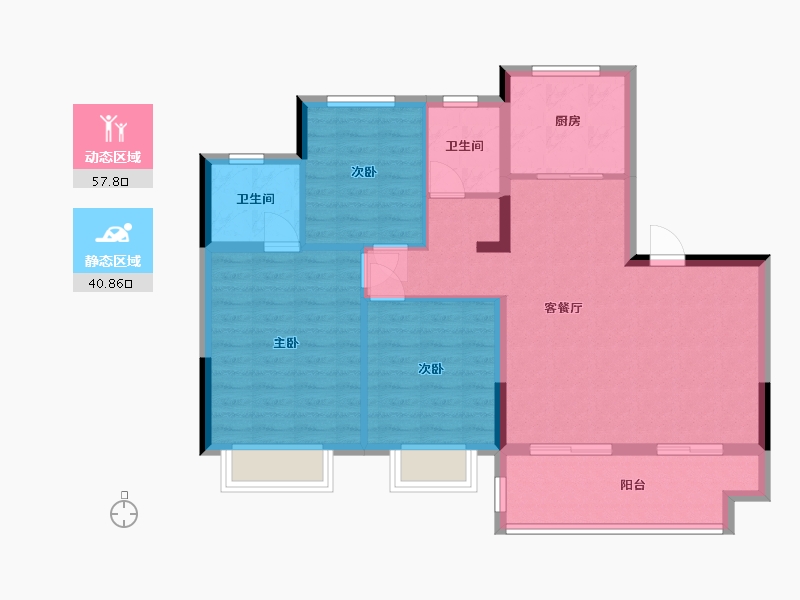 江苏省-南通市-绿地江海图-98.96-户型库-动静分区