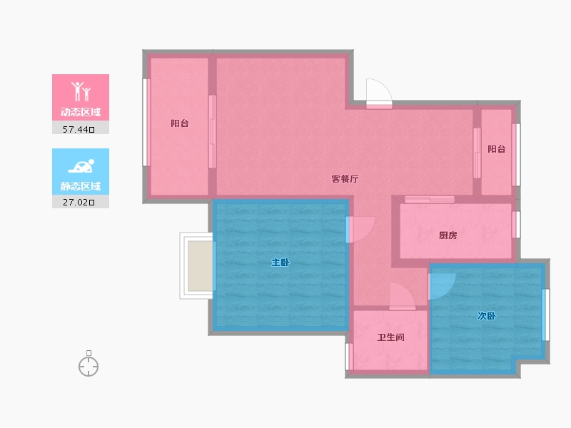 河南省-驻马店市-民生天都星城美庐园-75.27-户型库-动静分区