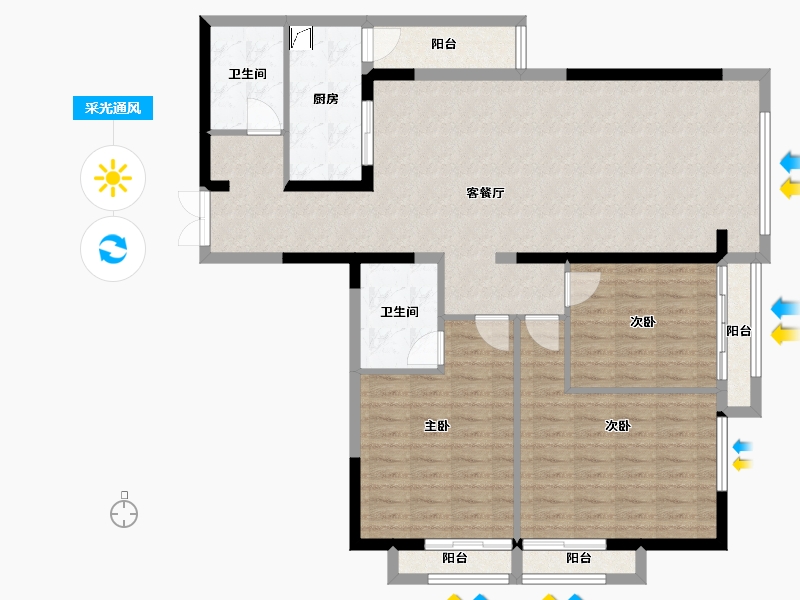 河南省-郑州市-金成时代广场-110.00-户型库-采光通风