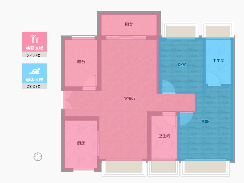 广东省-佛山市-美的金地新明珠凤翔湾壹号-76.80-户型库-动静分区