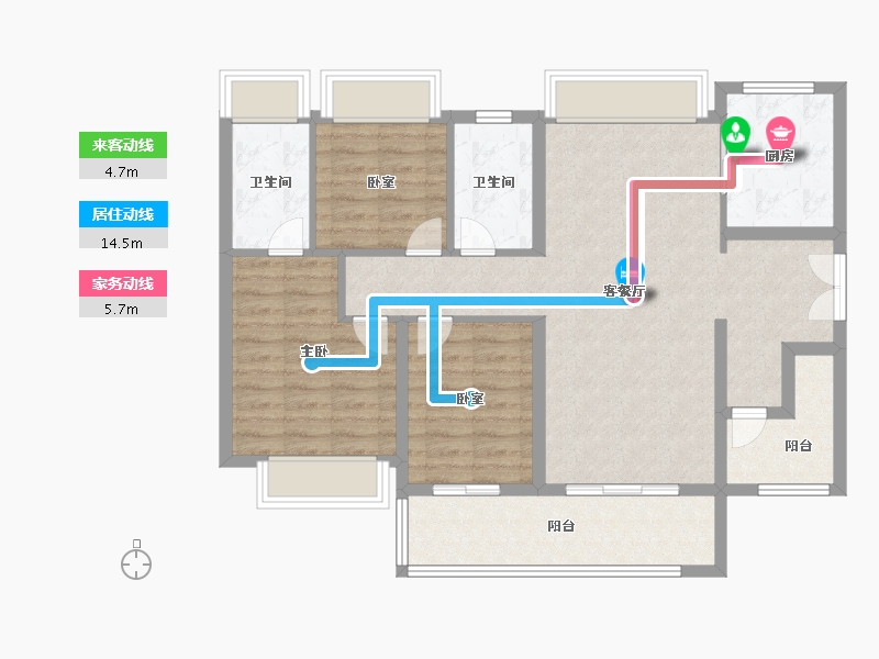 广东省-佛山市-美的金地新明珠凤翔湾壹号-94.40-户型库-动静线