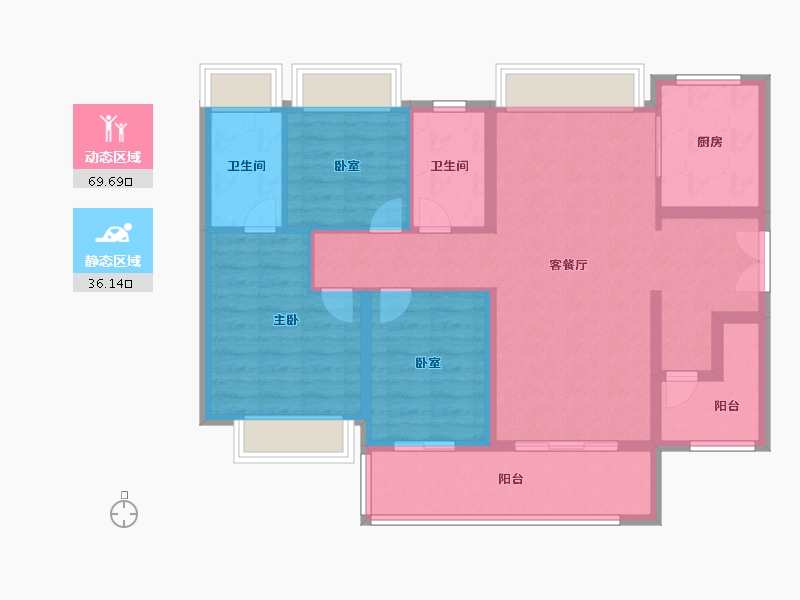 广东省-佛山市-美的金地新明珠凤翔湾壹号-94.40-户型库-动静分区