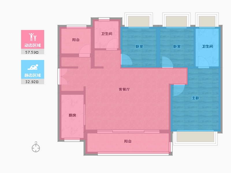 广东省-佛山市-美的金地新明珠凤翔湾壹号-80.80-户型库-动静分区