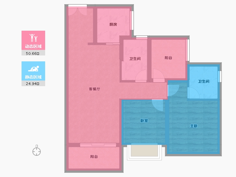 广东省-佛山市-美的金地新明珠凤翔湾壹号-66.40-户型库-动静分区