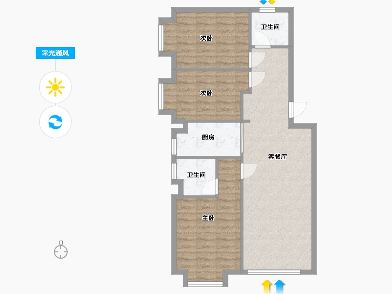 山西省-太原市-万科时代之光-82.88-户型库-采光通风