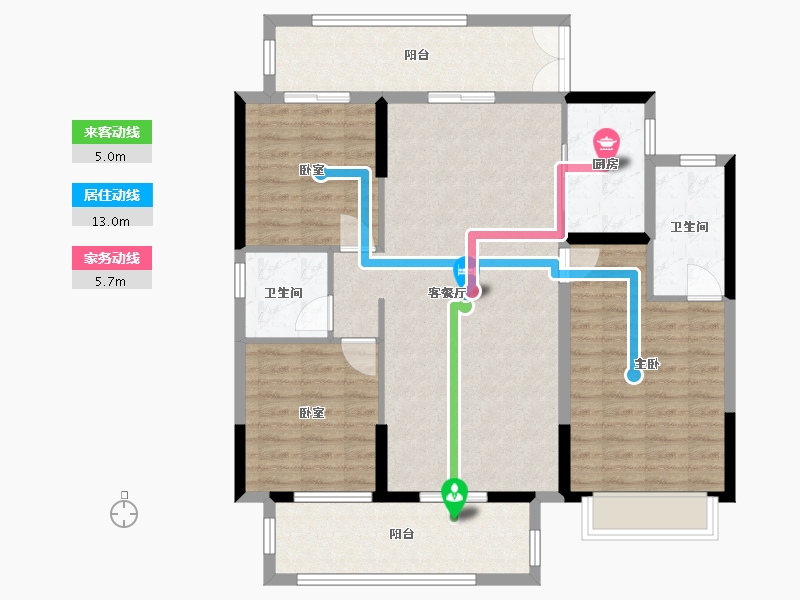 湖北省-潜江市-华滋上城潜江万达广场-106.40-户型库-动静线