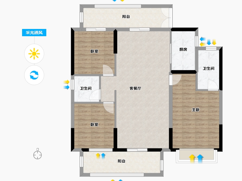 湖北省-潜江市-华滋上城潜江万达广场-106.40-户型库-采光通风