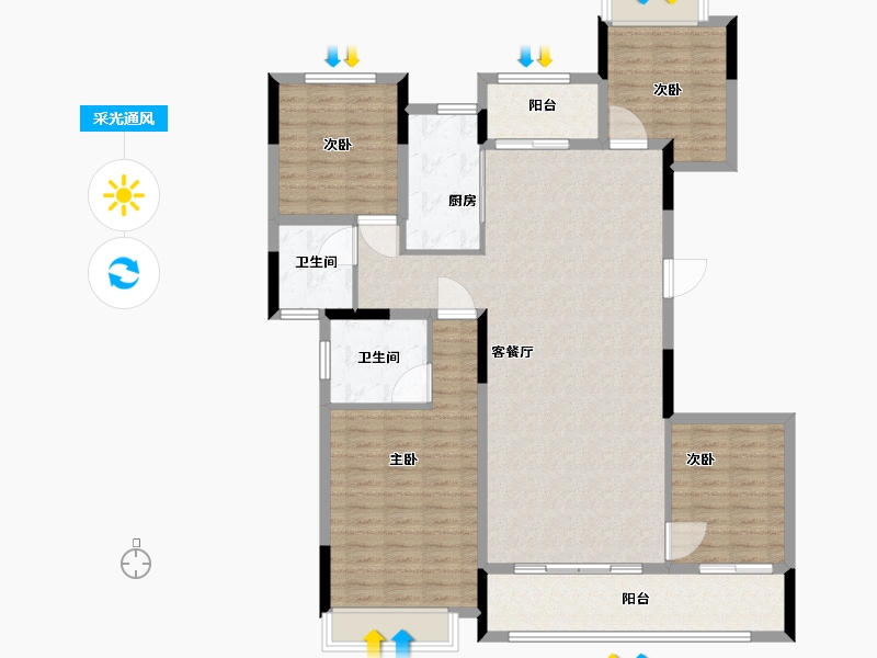 湖南省-长沙市-建发玖洲合玺-131.56-户型库-采光通风