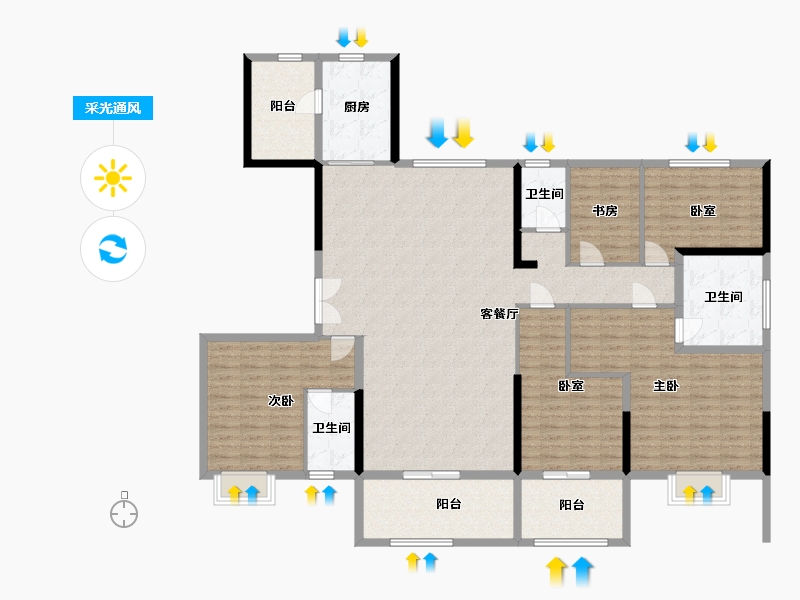 浙江省-台州市-碧桂园仙宸府-180.00-户型库-采光通风