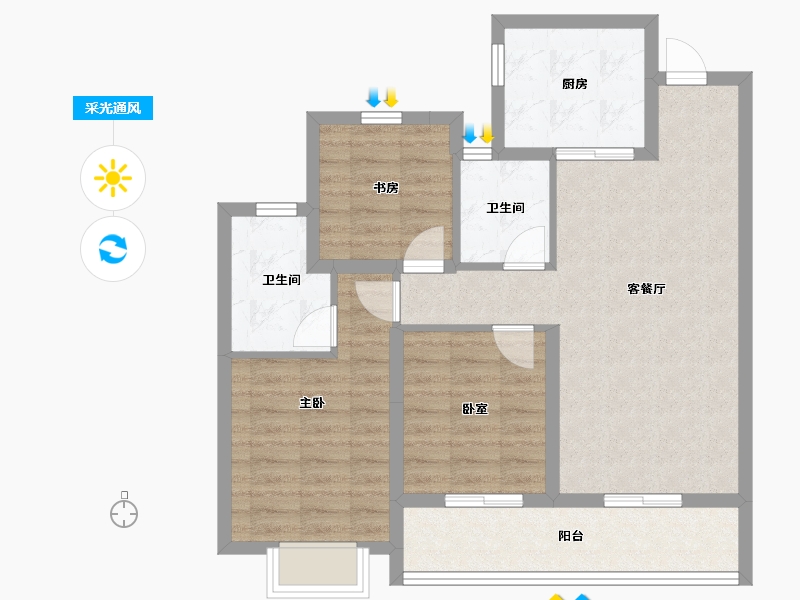 浙江省-杭州市-杭与城-79.76-户型库-采光通风