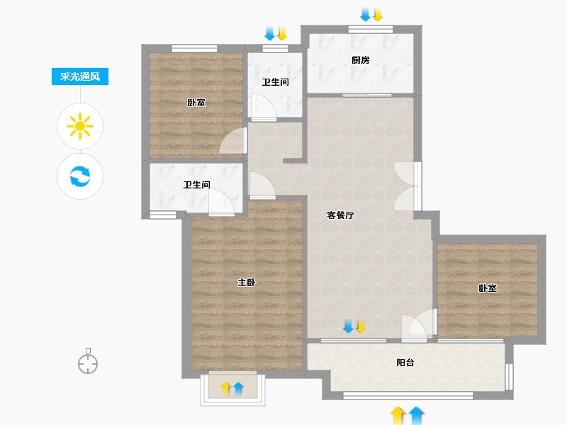 山东省-青岛市-海尔云玺-89.00-户型库-采光通风