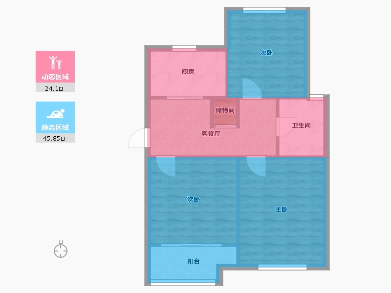 上海-上海市-苗桐佳苑-64.00-户型库-动静分区