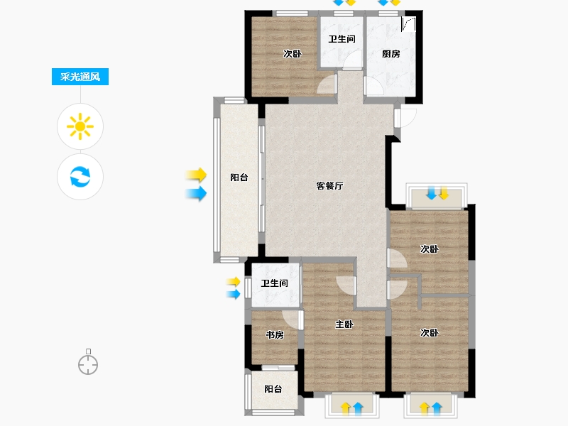 江苏省-泰州市-水岸康城-114.00-户型库-采光通风