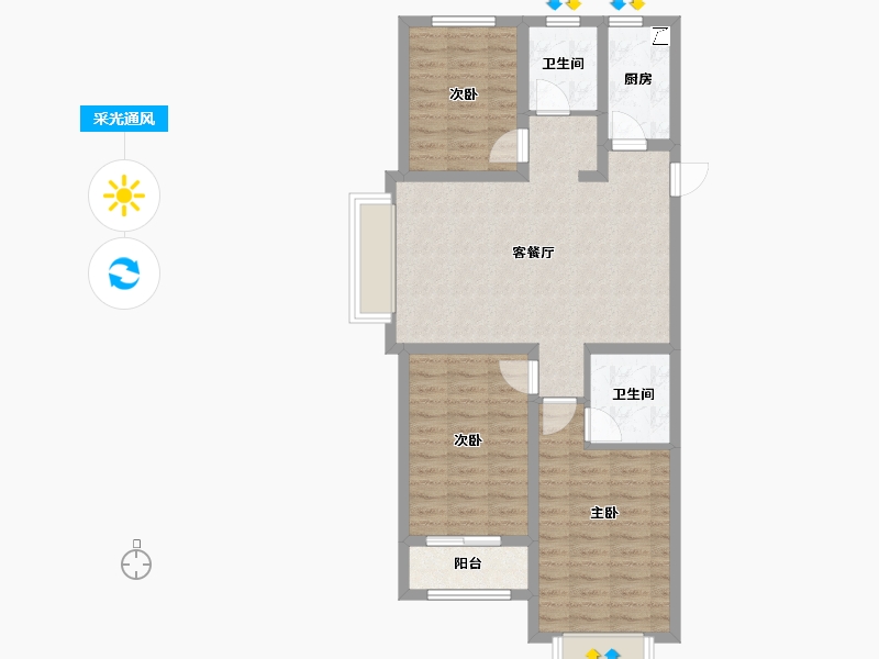 山西省-晋中市-陶乐佳苑-95.00-户型库-采光通风