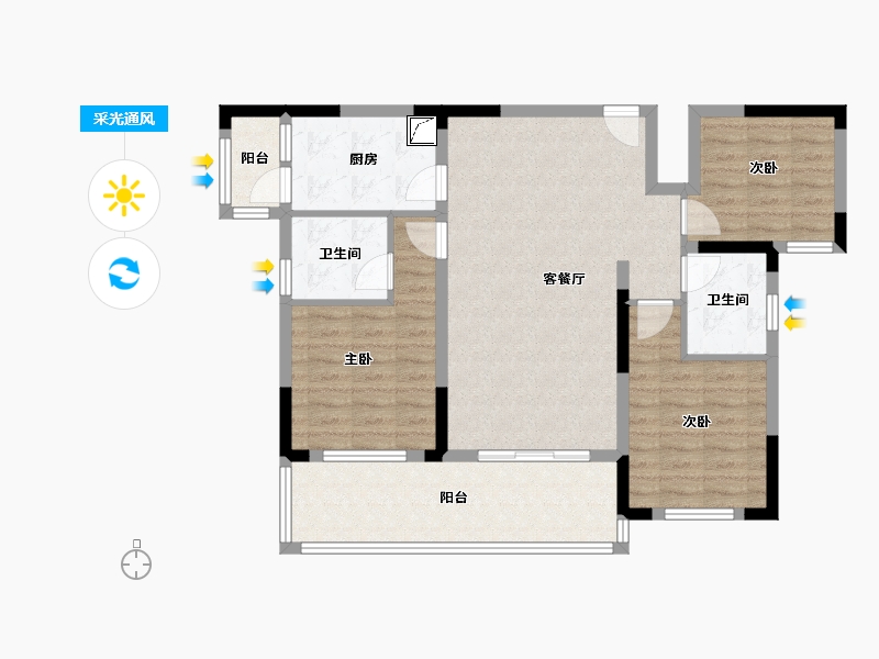 湖北省-咸宁市-康美健康城-95.00-户型库-采光通风