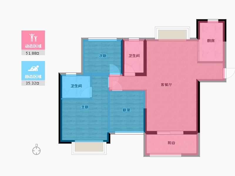 湖南省-郴州市-畔山花园-79.00-户型库-动静分区