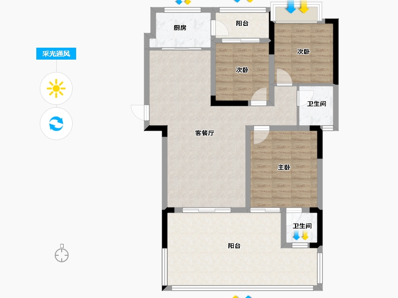 陕西省-汉中市-茶乡水城-105.00-户型库-采光通风