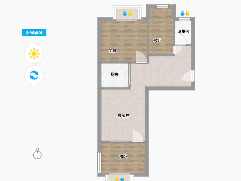 甘肃省-兰州市-新月小区-75.00-户型库-采光通风