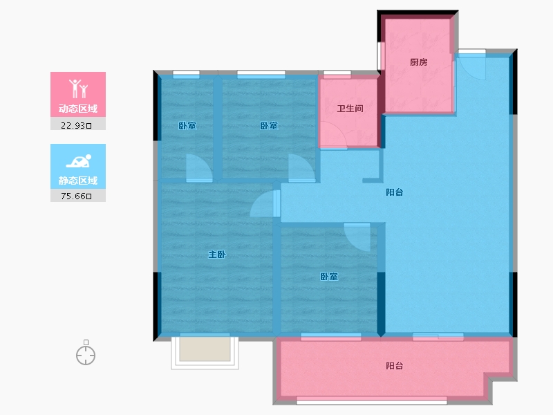 湖北省-潜江市-华滋上城潜江万达广场-88.00-户型库-动静分区