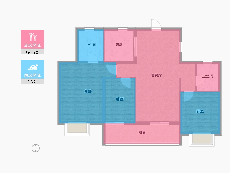 浙江省-杭州市-西房良语云缦-81.61-户型库-动静分区