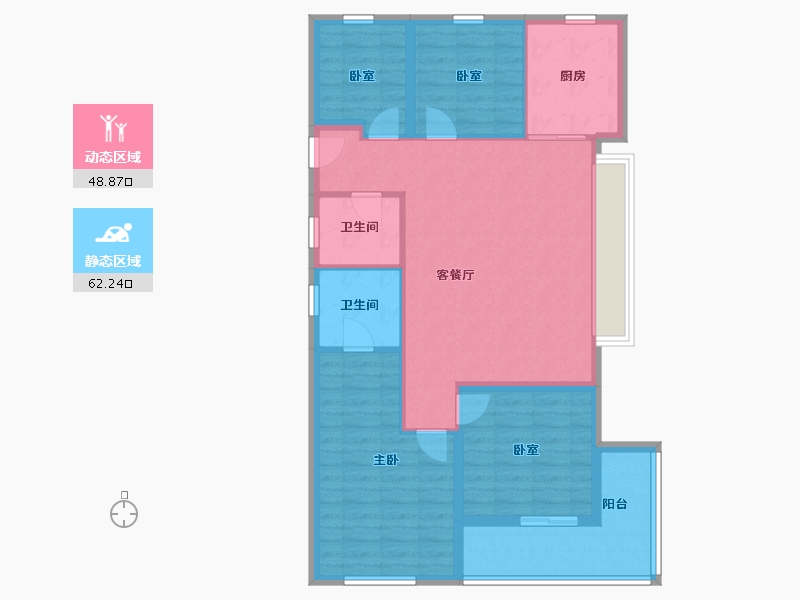 浙江省-杭州市-西房良语云缦-100.00-户型库-动静分区