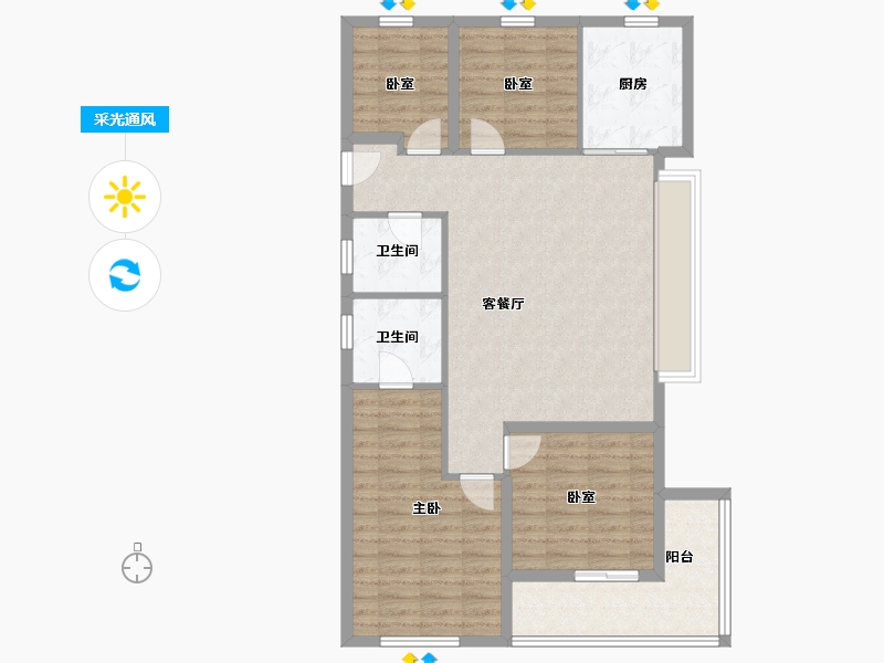 浙江省-杭州市-西房良语云缦-100.00-户型库-采光通风