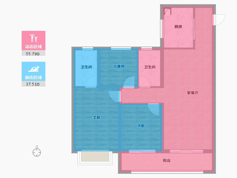 山西省-晋中市-保利时光印象-93.60-户型库-动静分区