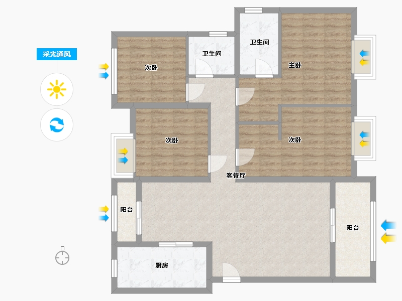 湖北省-宜昌市-国宾1号-110.00-户型库-采光通风