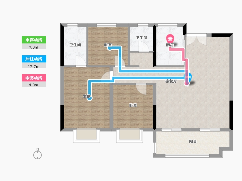 湖北省-潜江市-华滋上城潜江万达广场-95.83-户型库-动静线