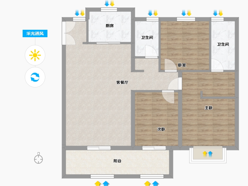 河北省-邢台市-天一湾-102.00-户型库-采光通风