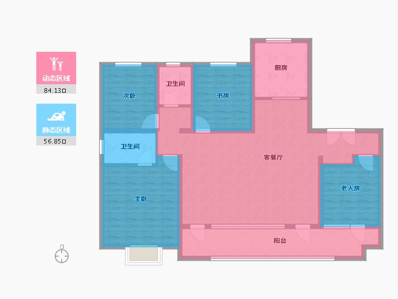 山东省-潍坊市-中南林清月-126.40-户型库-动静分区