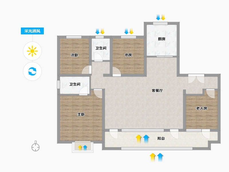 山东省-潍坊市-中南林清月-126.40-户型库-采光通风