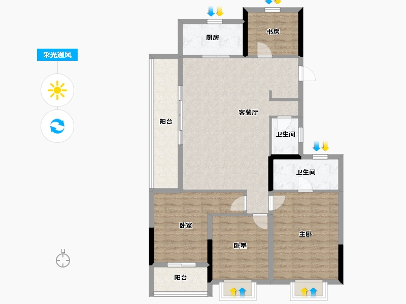 浙江省-杭州市-杭与城-111.20-户型库-采光通风