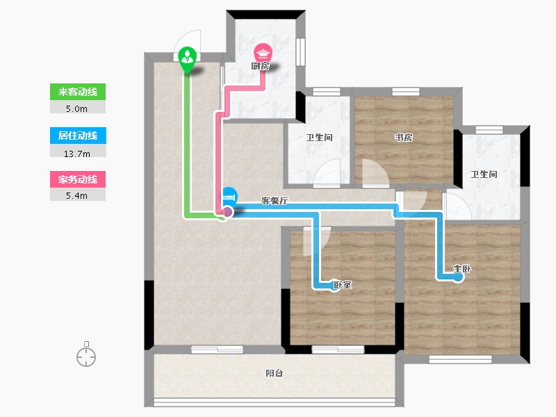 浙江省-杭州市-华景川云萃天和城-84.01-户型库-动静线