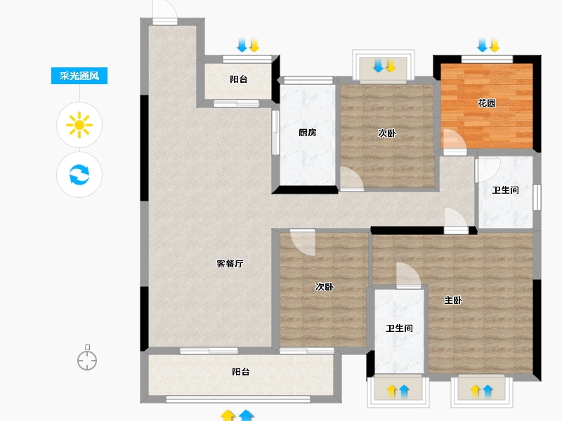 湖南省-长沙市-旭辉国宸府-135.00-户型库-采光通风