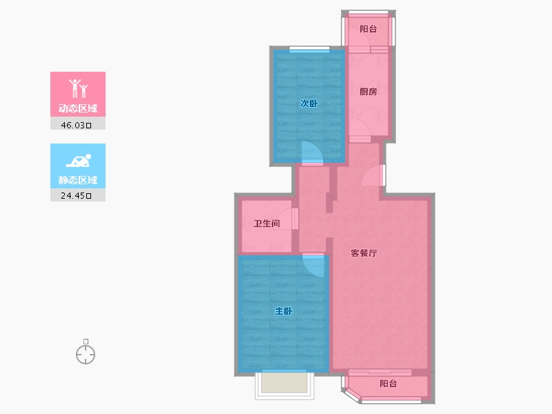 北京-北京市-灵秀山庄-74.00-户型库-动静分区