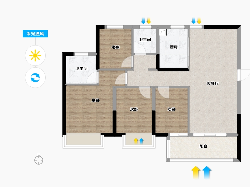 江苏省-徐州市-鱼先生的城-89.00-户型库-采光通风