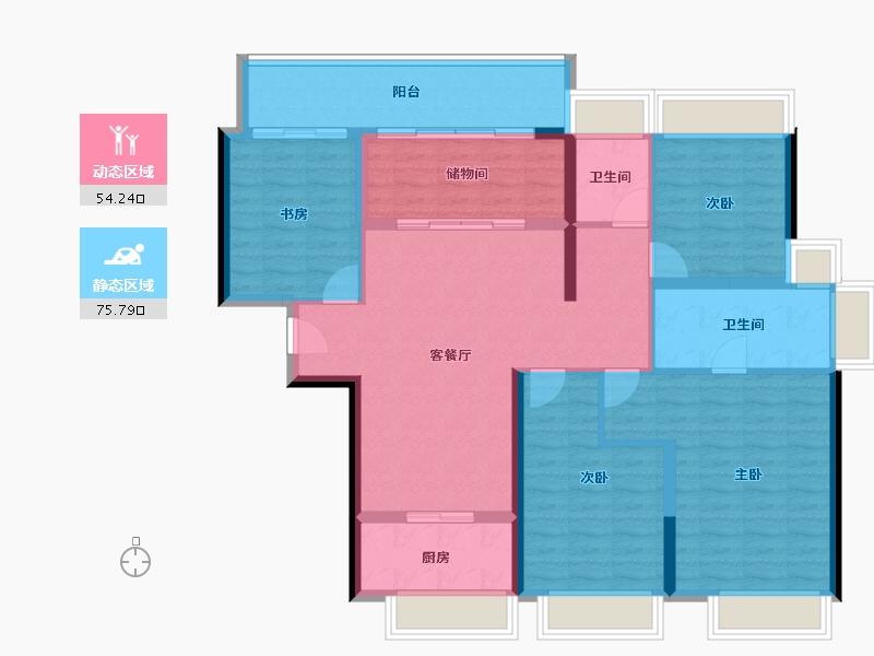 广东省-珠海市-仁恒滨海湾-117.31-户型库-动静分区