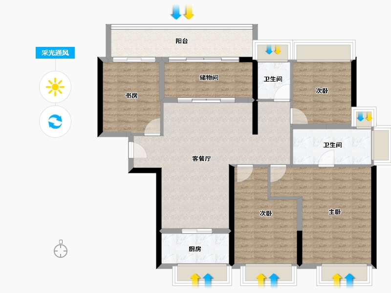 广东省-珠海市-仁恒滨海湾-117.31-户型库-采光通风