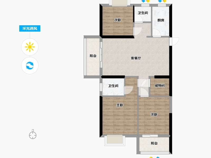 福建省-福州市-凤泽新苑-100.00-户型库-采光通风