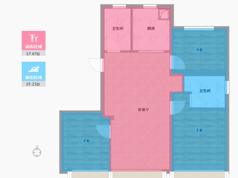 北京-北京市-望京樾-73.40-户型库-动静分区