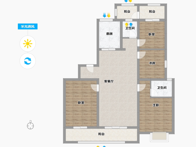 山东省-潍坊市-和園-116.80-户型库-采光通风