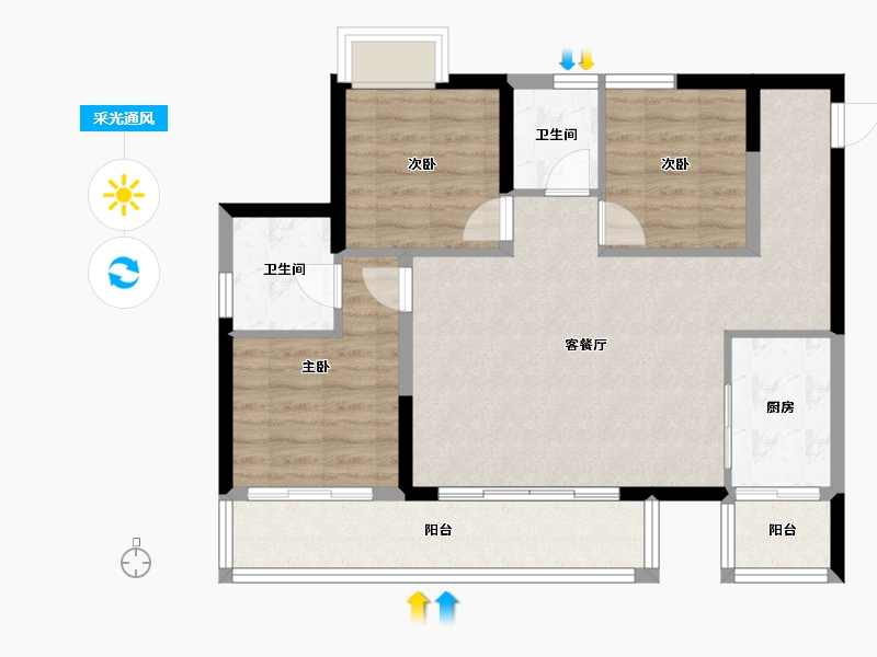 四川省-眉山市-万达星光宸樾-80.29-户型库-采光通风