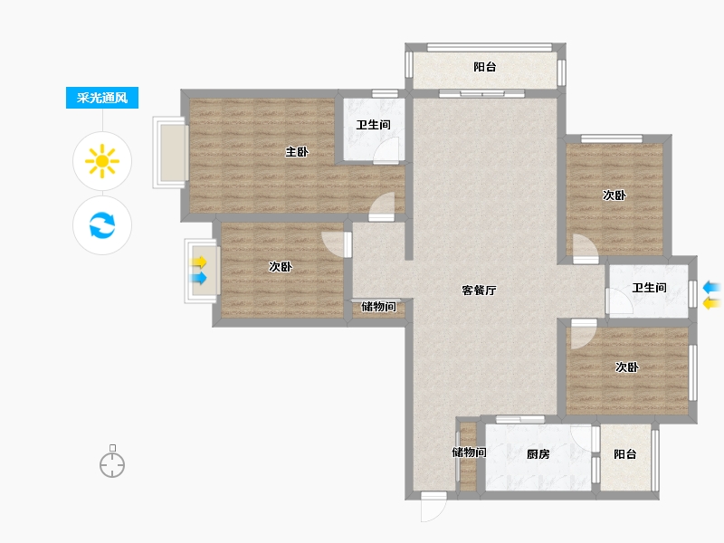 河南省-安阳市-秀水苑-128.00-户型库-采光通风