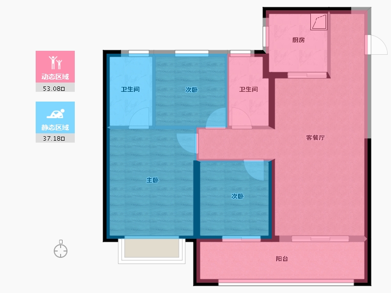 江苏省-南京市-伟星万科四季光年-80.56-户型库-动静分区