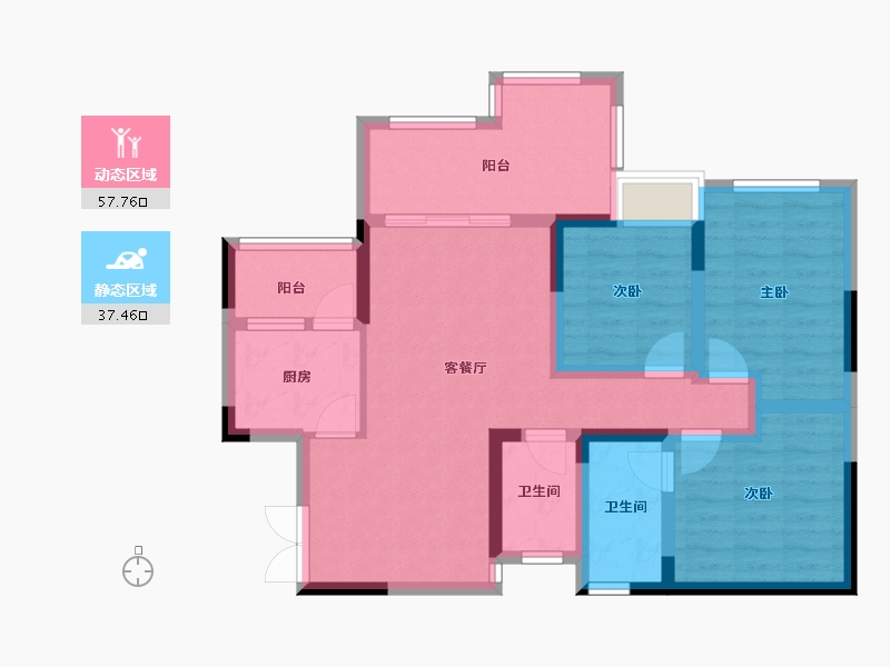 四川省-南充市-凯旋天地-87.00-户型库-动静分区