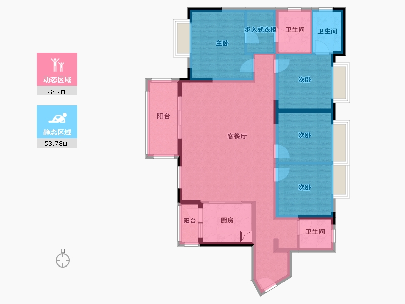 海南省-三亚市-东岸村-128.76-户型库-动静分区